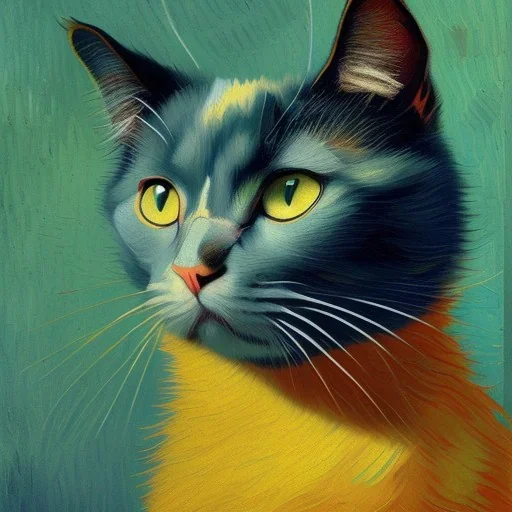 Portrait of a cat by Van Gogh