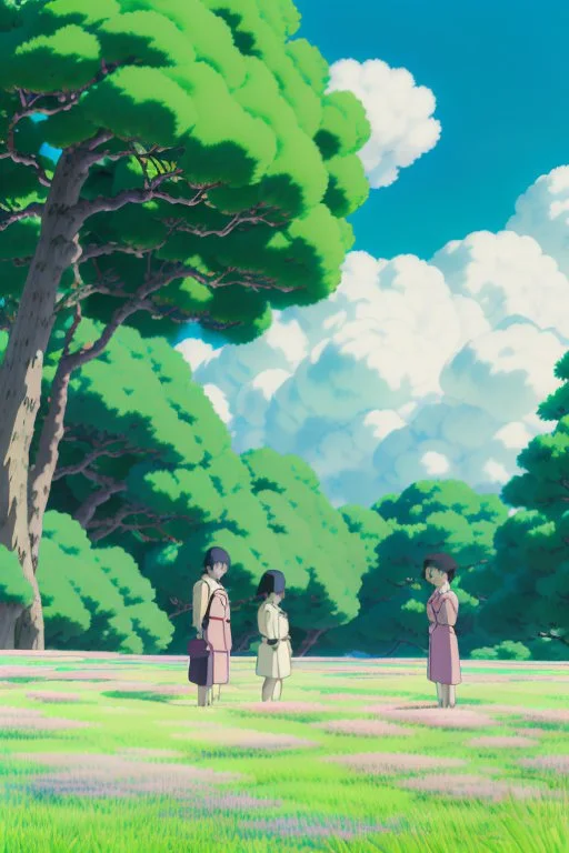 "An inspiring final shot of the revitalized biodome, where the once blighted trees now tower, flourishing and radiant. Yui, Toshi, and a group of Oxygen Farmers stand in the foreground, their faces filled with joy and relief as they look on at their reborn sanctuary.