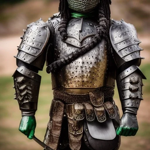 photograph of a warrior with crocodile themed armour. extremely detailed. dslr. 85 mm.