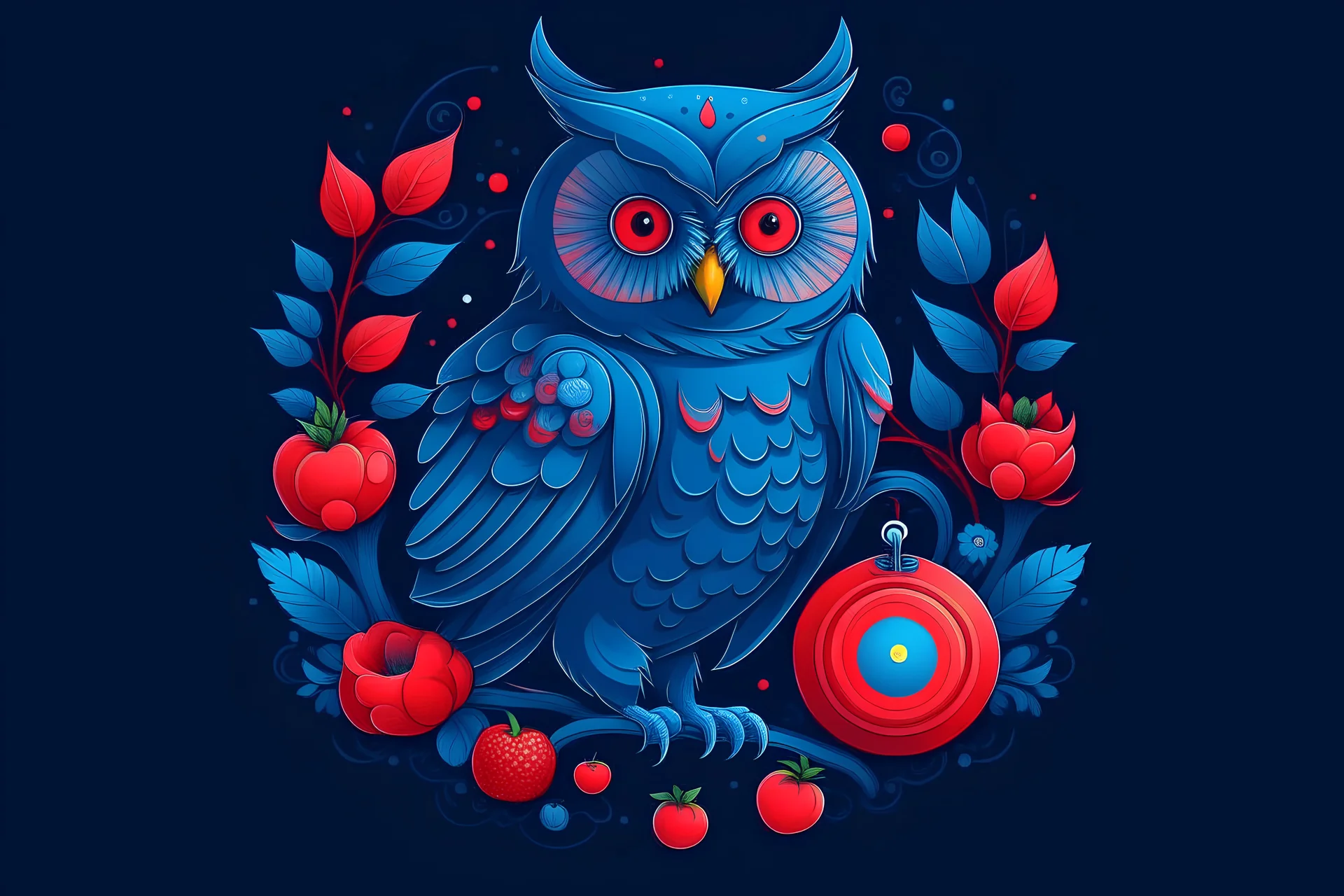 Technology things with owl strawberry night blue