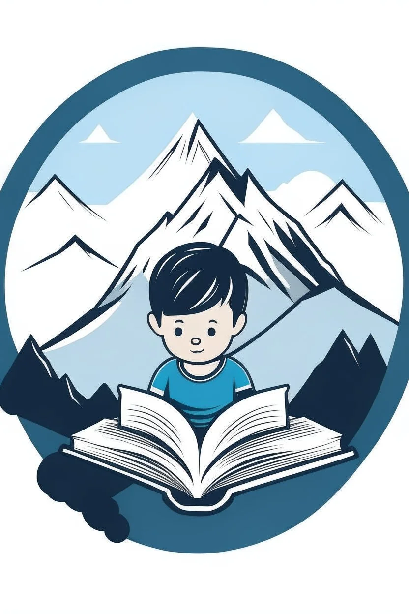 The logo consists of a child facing a book and mountains