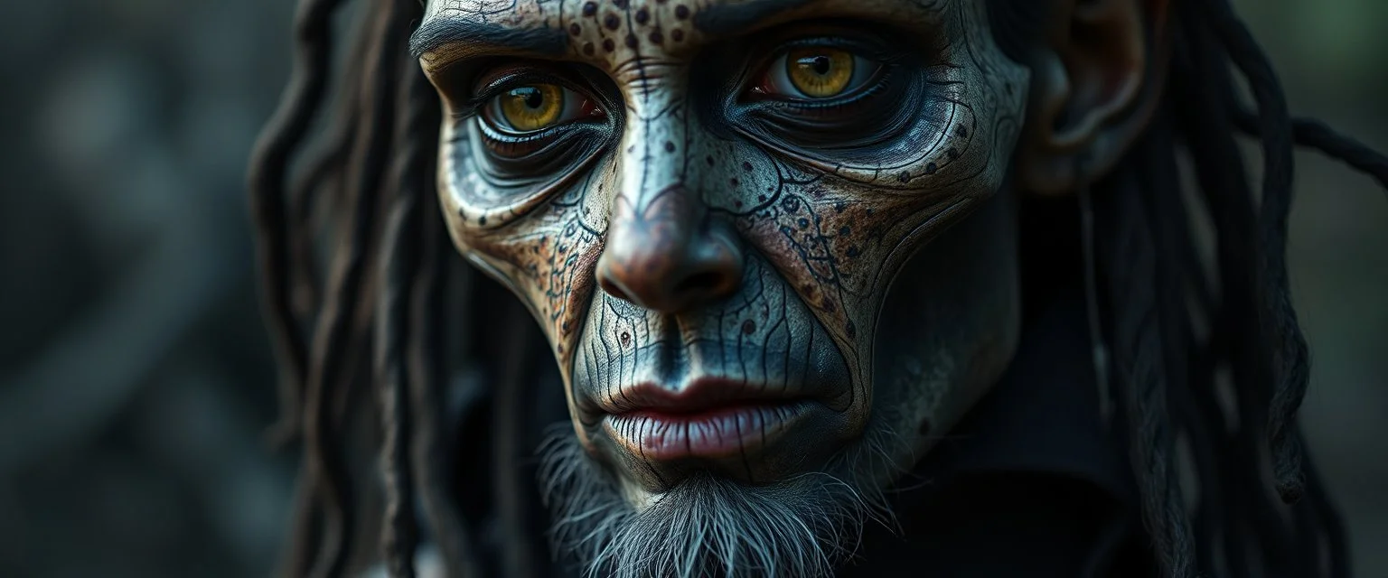 close up portrait of a voodoo transhumanism witchcraft