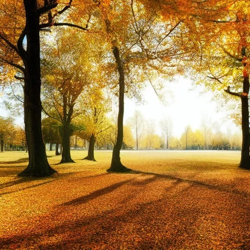 Landscape of trees in a park at Autumn