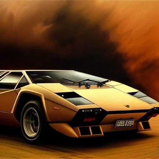 hyperrealism Drawing of 'Lamborghini Countach' by gaston bussiere, greg rutkowski, yoji shinkawa, yoshitaka amano, tsutomu nihei, donato giancola, tim hildebrandt,oil on canvas, cinematic composition,Sharp detail,extreme detail,fit full head inside picture,16k