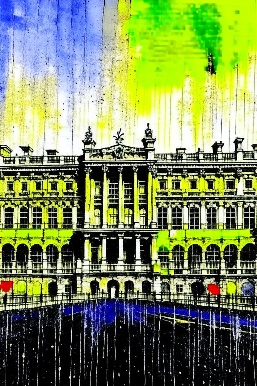 Buckingham palace in the style of john piper