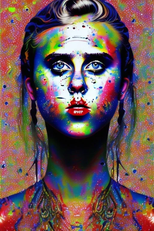 Danish singer MØ face, Abstract portrait by Jackson Pollock