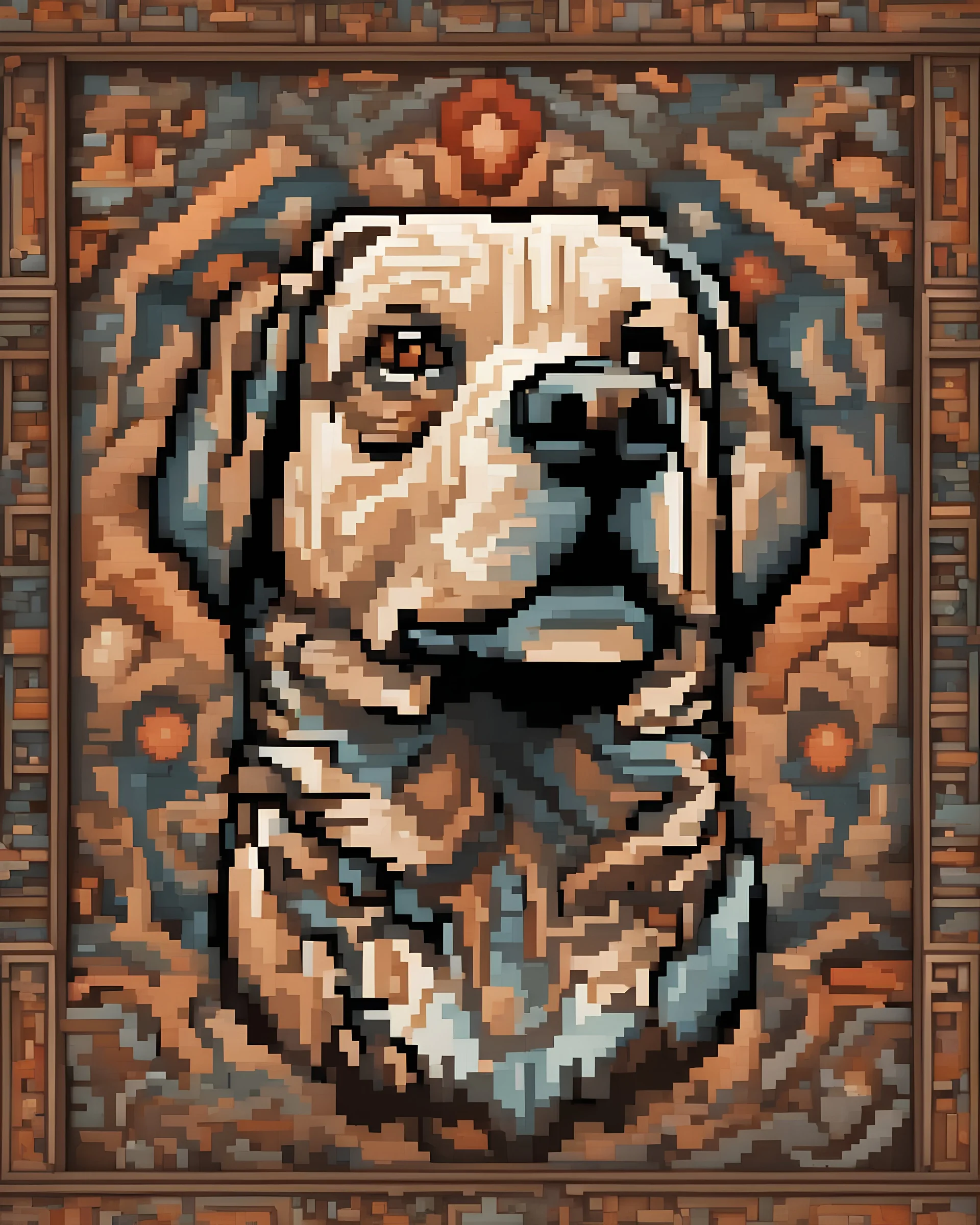 Whimsical canine masterpiece crafted in intricate pixel art.