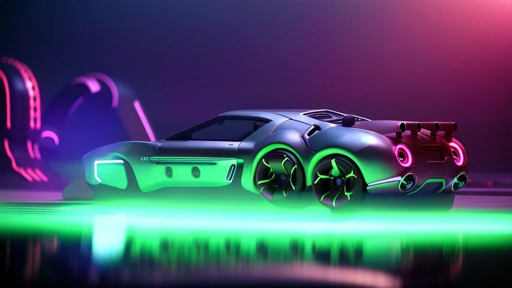 alien tech sports car, unusual neon lighting, high velocity, 64k, dystopian, vray, steampunk