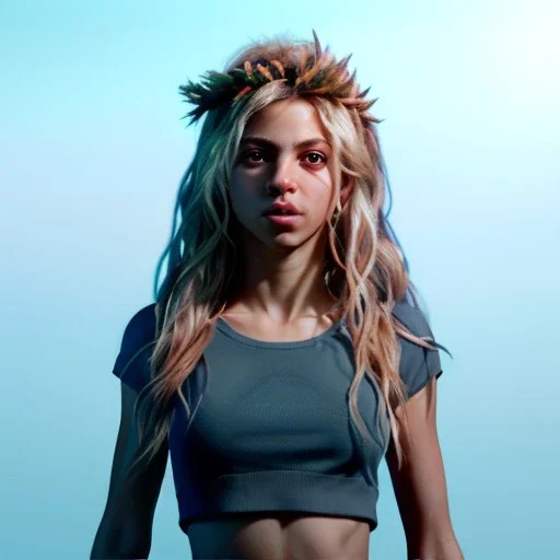 Shakira, artist, Realistic image, waist up portrait. perfect eyes, glow, circle iris. concept art, smooth, unreal engine 5, god lights, ray tracing, RTX, lumen lighting, ultra detail, volumetric lighting, 3d, finely drawn, high definition, 4k.