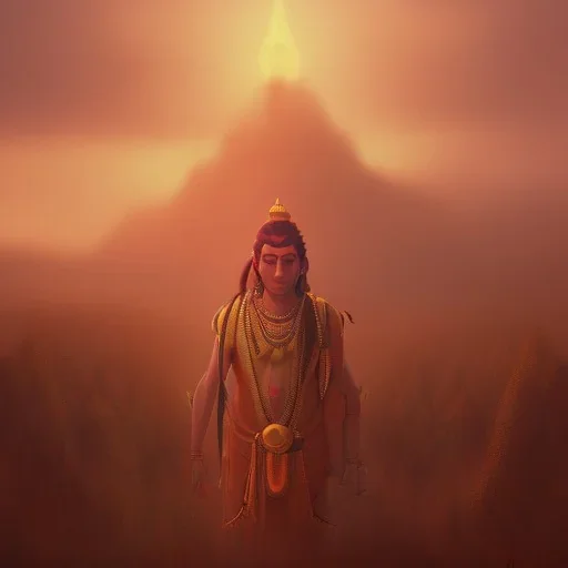 Lord shiva portrait at dawn by atey ghailan, golden light , heaven, volumetric light, high detail perfect