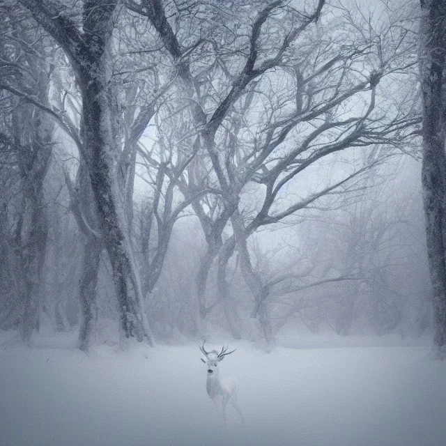 the most stunning, beautiful portrait of a white stag in a winter landscape, mystical, high-quality, ultrafine-detail, flickering light, mist, 8k resolution, 3d octane render, digital art, detailed matte, brian froud, howard lyon, selina french, anna dittmann, annie stokes, lisa parker, greg rutowski,