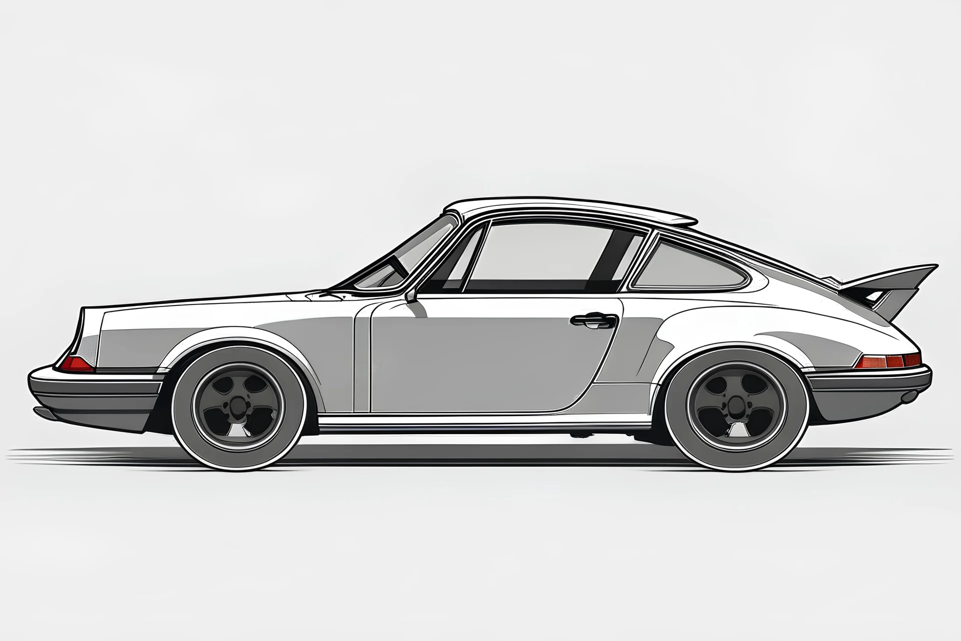 porsche 911 1977 outline from the side without fin