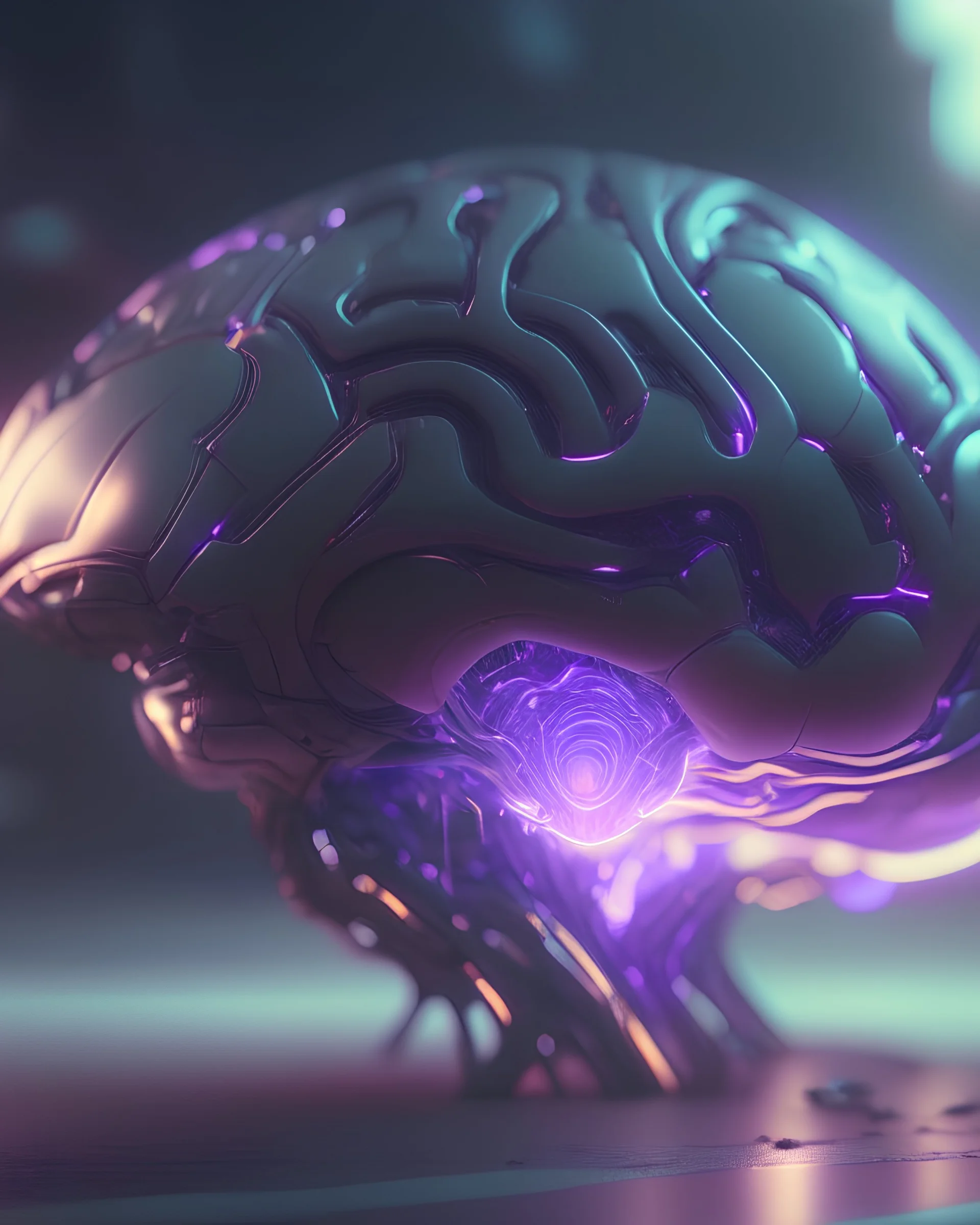 Photoreal Gorgeous Futuristic alien brain, octane render, 8k, high detail, smooth render, unreal engine 5, cinema 4d, HDR, dust effect, vivid colors