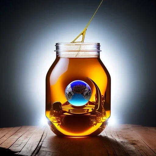 A complete world in a jar floating, super high resolution, professional photograph, in focus, beautiful detail, professional digital art, stunning 4k, volumetric light, Award-winning photograph, photography