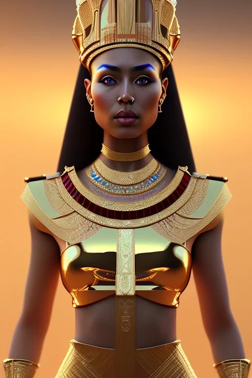 Beautiful pharaonic queen, pharaonic dress, clear features, too many details, 4k, 8k, portrait, 3d, fantasy