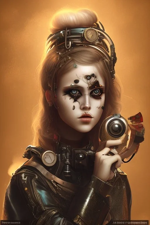 danish singer mø, girl Horror cute junk Android, steampunk,