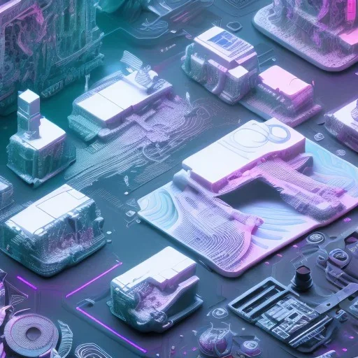 motherboard, knollingcase, 3D isometic, a futuristic, isometric display case, knolling teardown, transparent data visualization infographic, high-resolution OLED GUI interface display, micro-details, octane render, photorealism, photorealistic