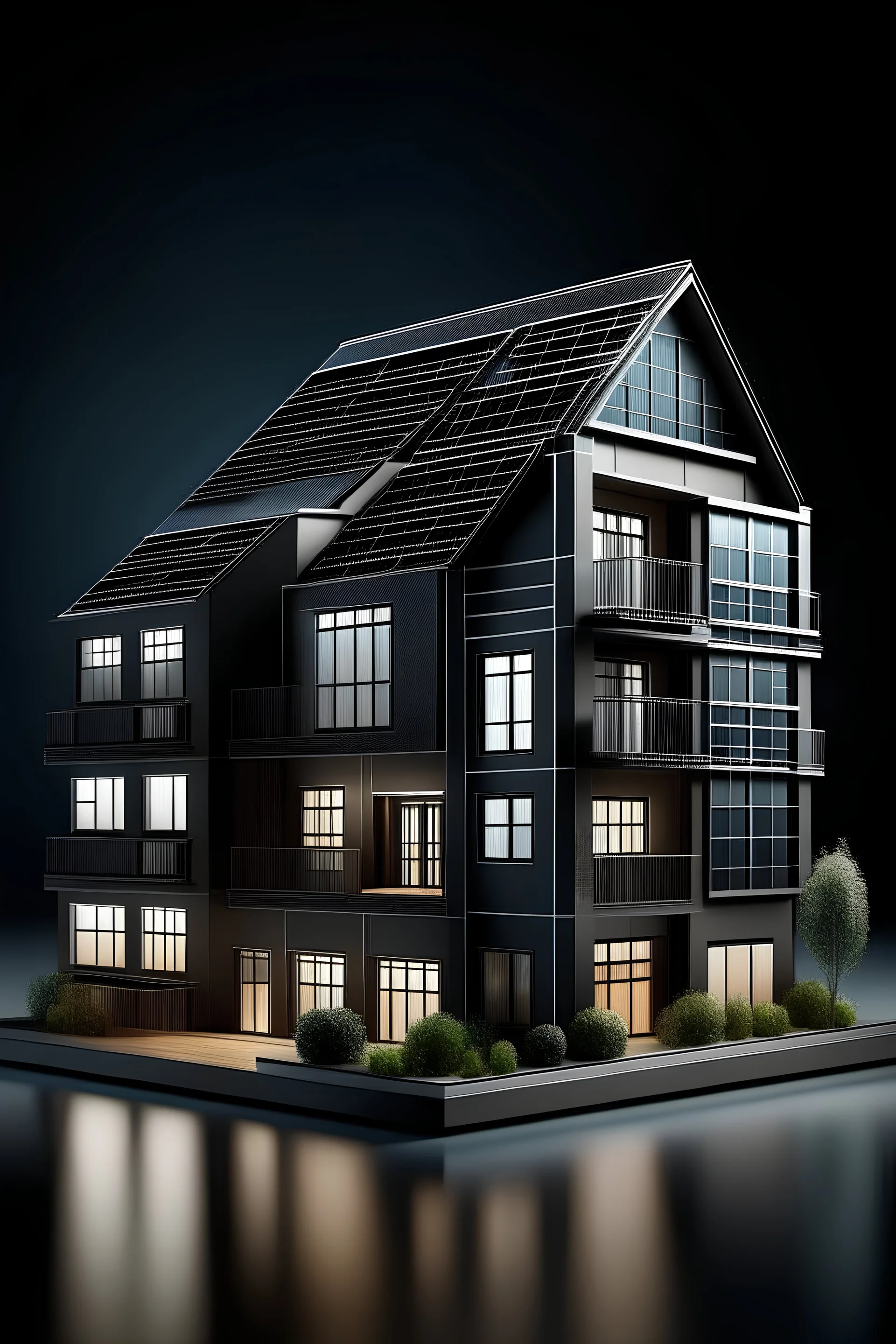 apartment house buildings dark background smart technolo