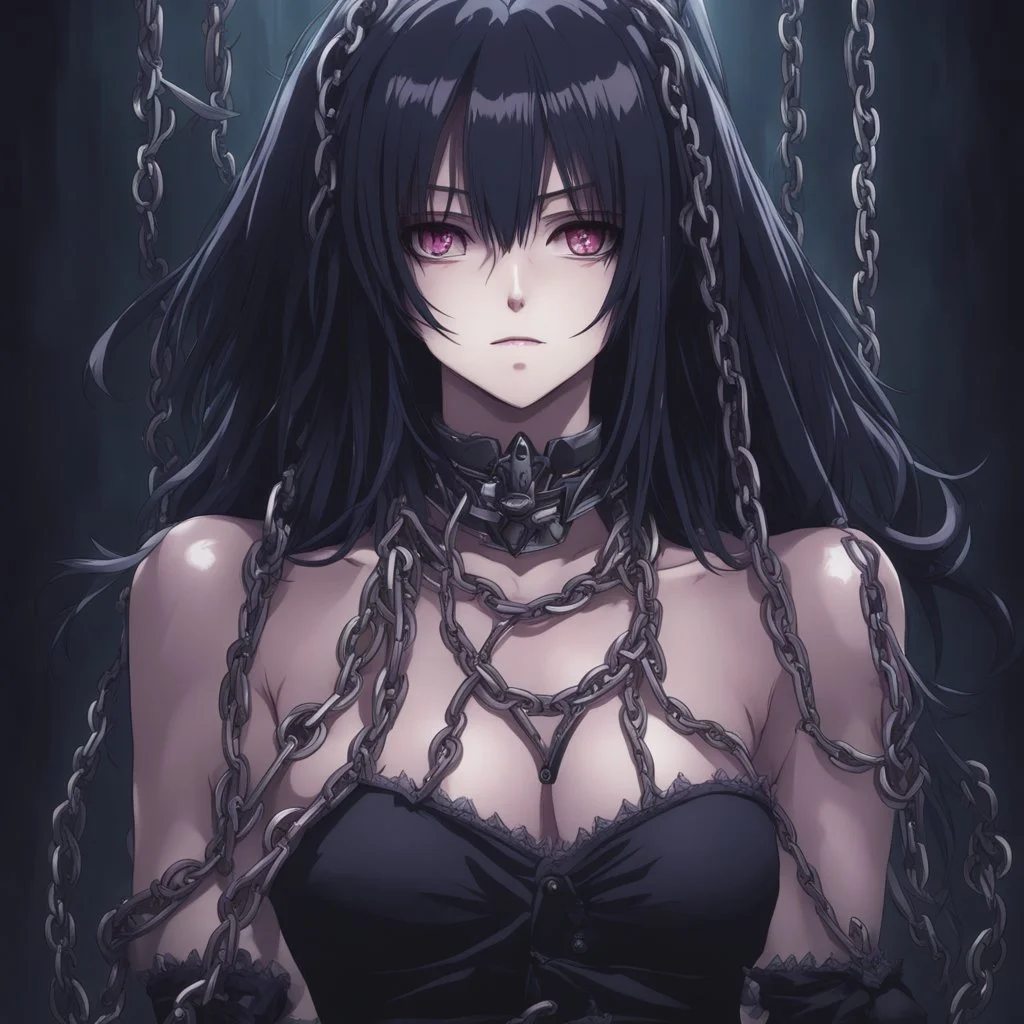 dark anime sadvampire with a chains