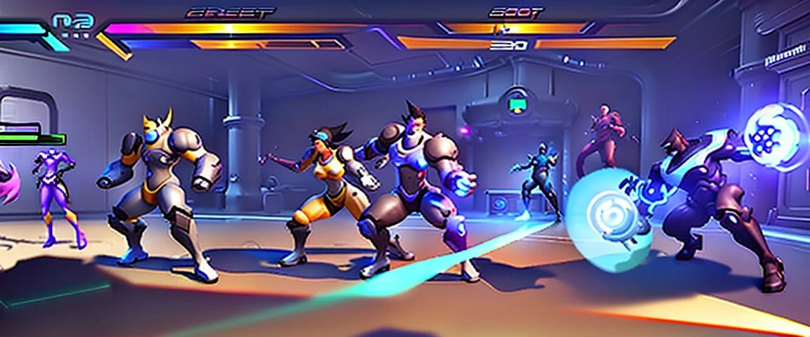 Overwatch game cool fight with all heros