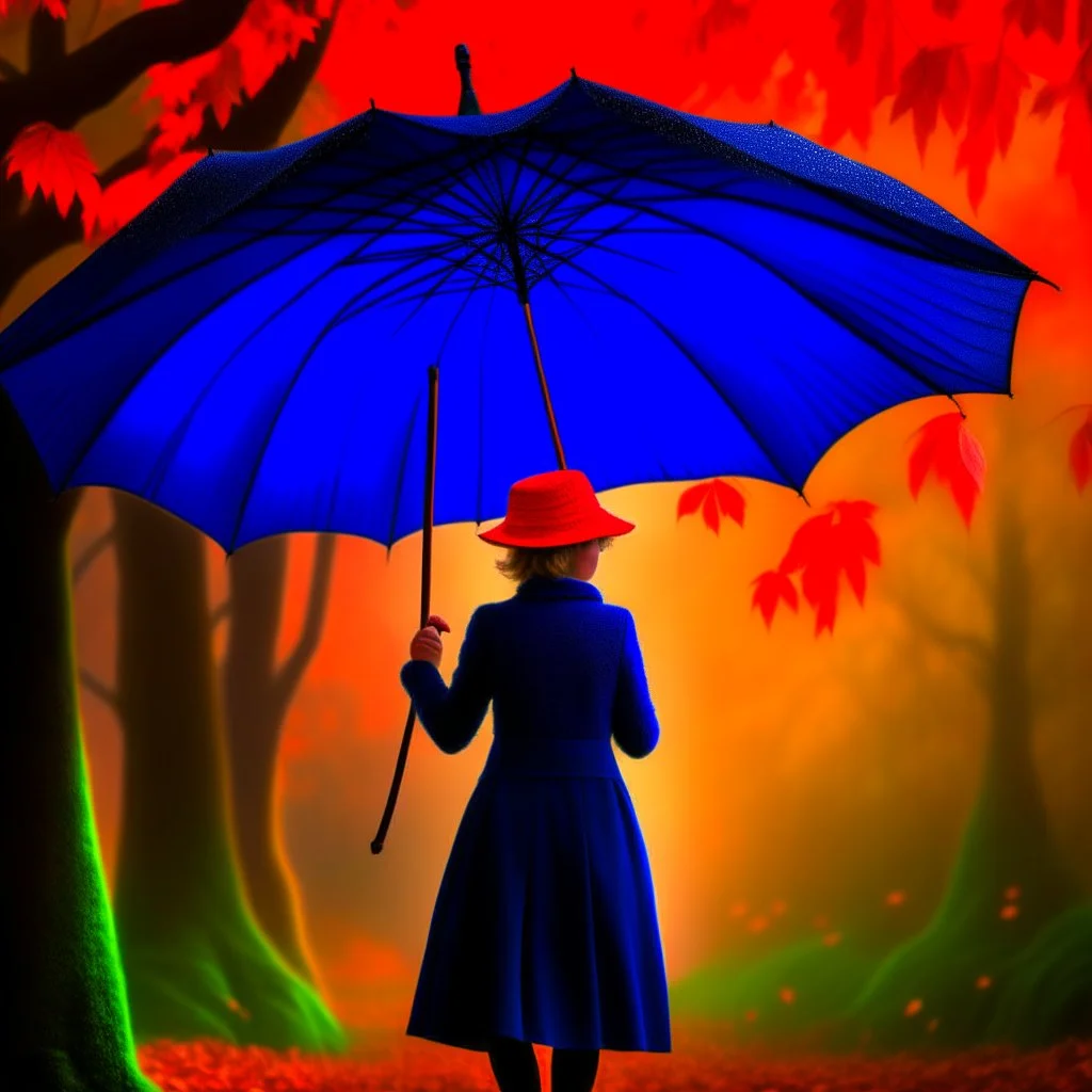 poppins with a spider umbrella on a mission through the seasons, hills and trees, motion blur, 8k, downlight, soft light, depth of field, photorealism, trending on art station, lotsa detail