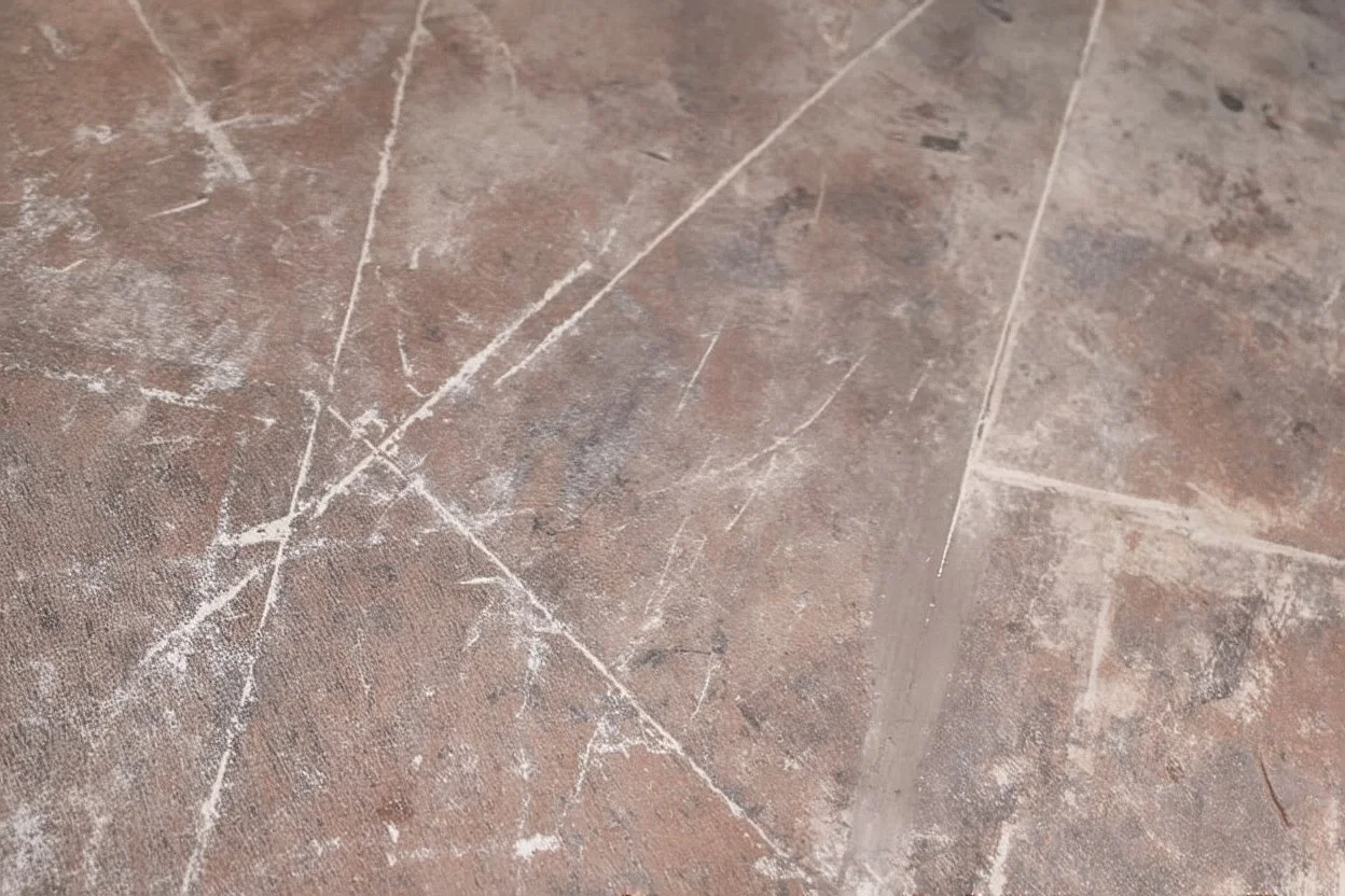 scratched concrete floor
