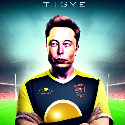 Elon Musk in a twitter logo referee jersey officiating for a soccer match at Wembley Stadium