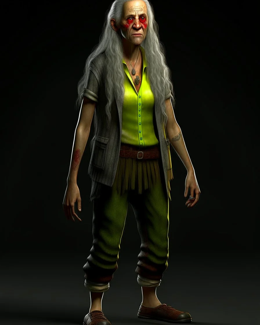 full body picture of a old long haired and long bearded hill billy female zombie farmer , award winning hyperrealistic, , 3d statue!!!, , 3 d artist, hill billy!! trailer trash !!, award winning 3d render, digital artist, award winning digital art, profile picture 2048px, hyperrealistic picture