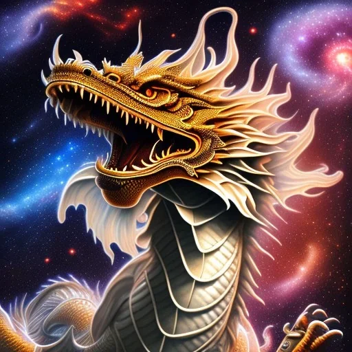 chinese dragon made of nebula, galaxy,stars, milkyway, 8k resolution, fine-detailed, intricate, elaborate, high-quality, George Grie, Anne Dittman, Anne Stokes, Lisa Parker, Selina French