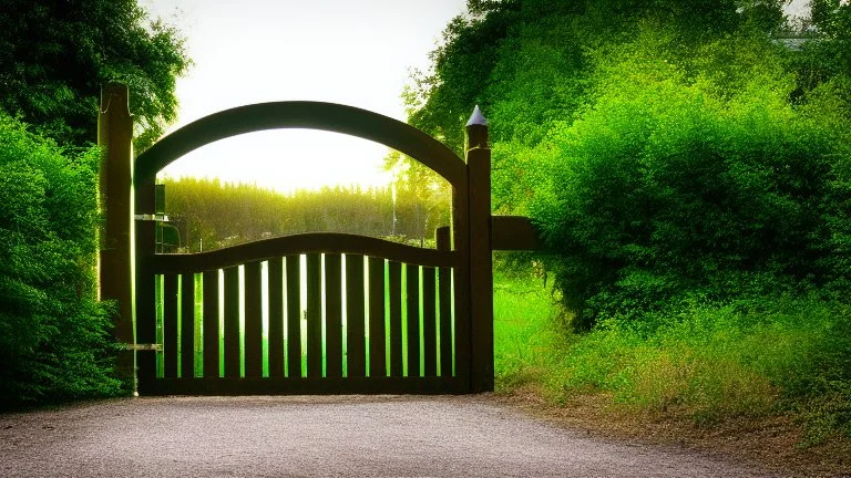 bright light beyond a huge gate