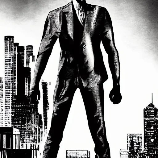 tall brutal man, cyborg sin city style