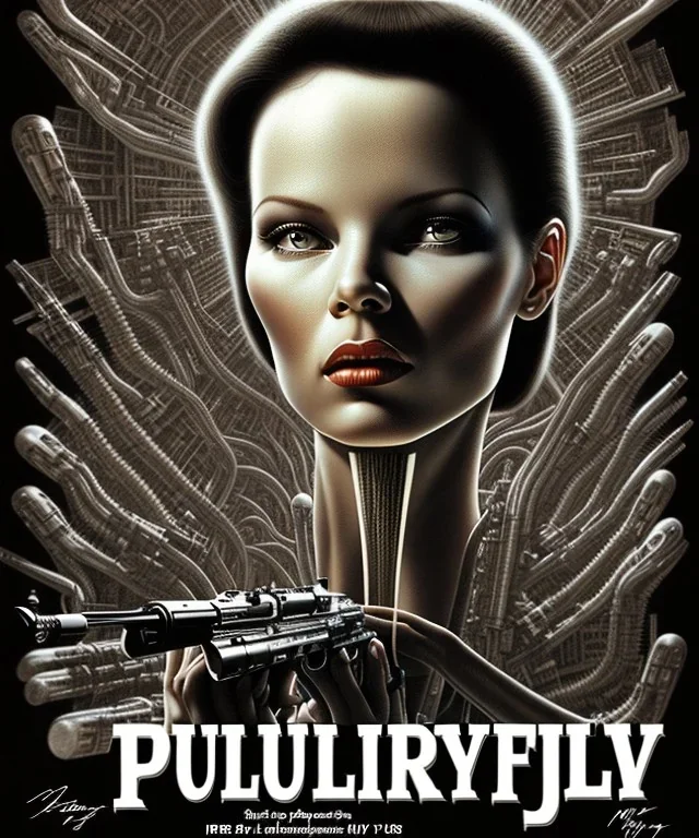 The movie poster for Pulp Fiction painted by hr giger