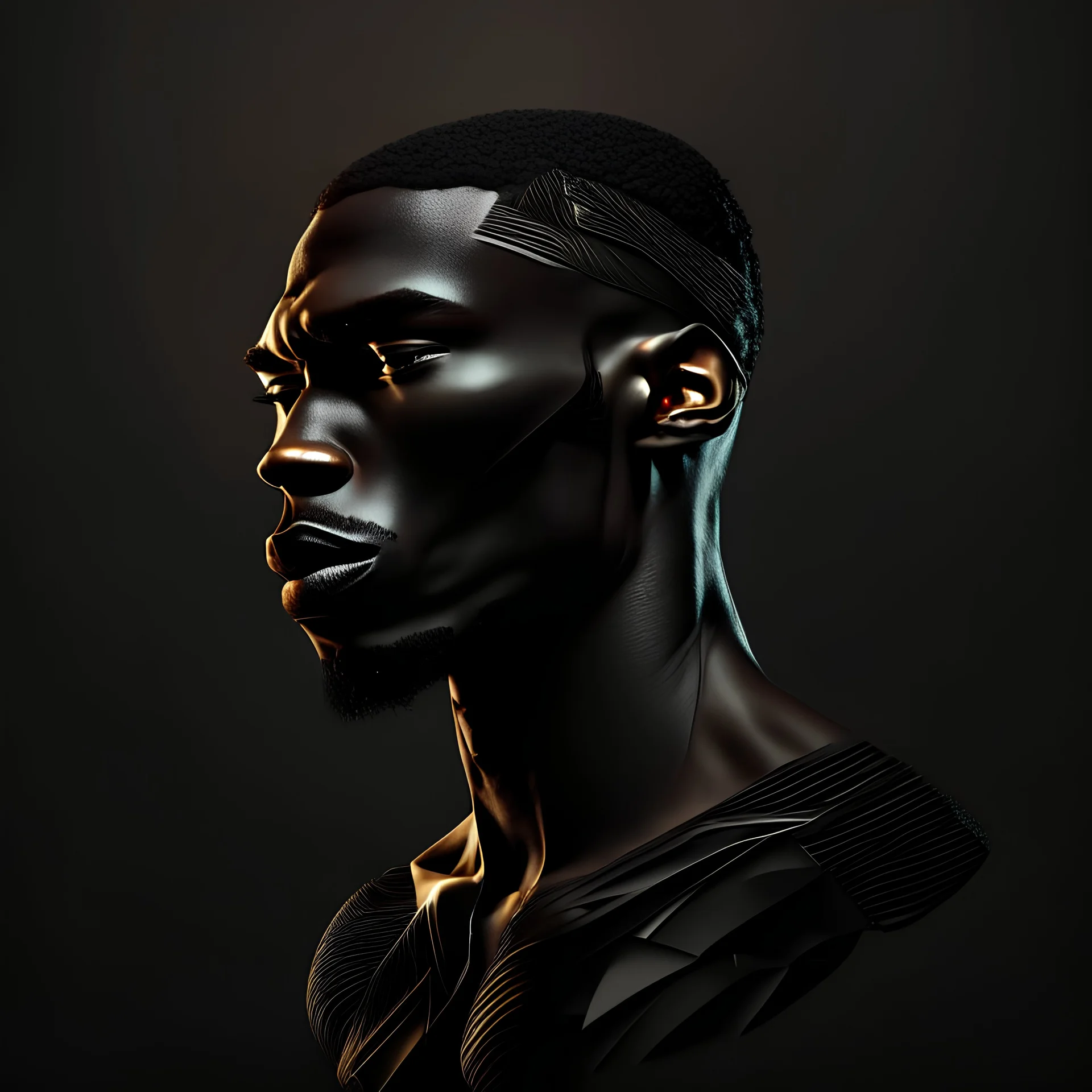 graphic design 3d 8k real black man modern black background