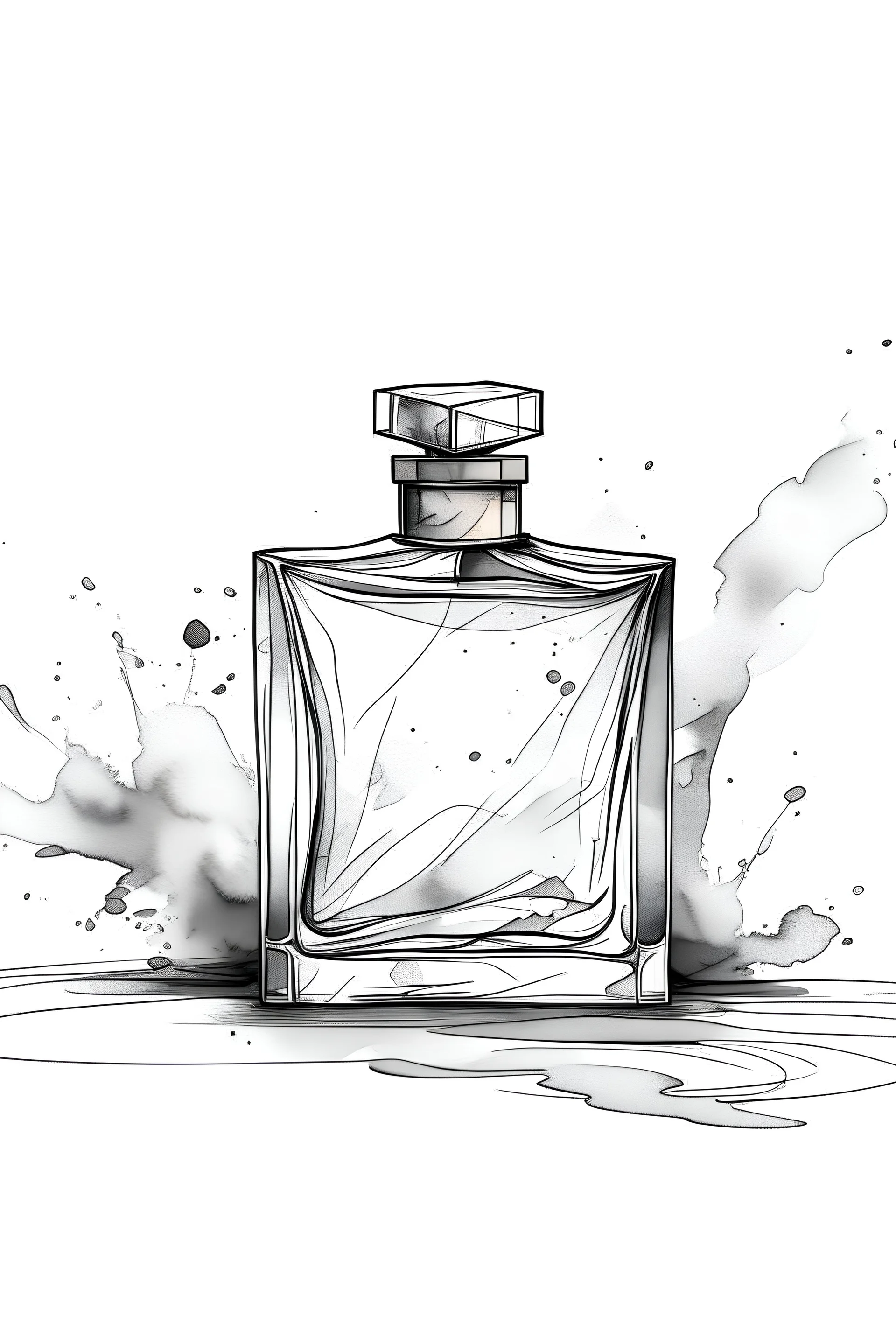 perfume with reinforced concrete on a white background drawing graphics