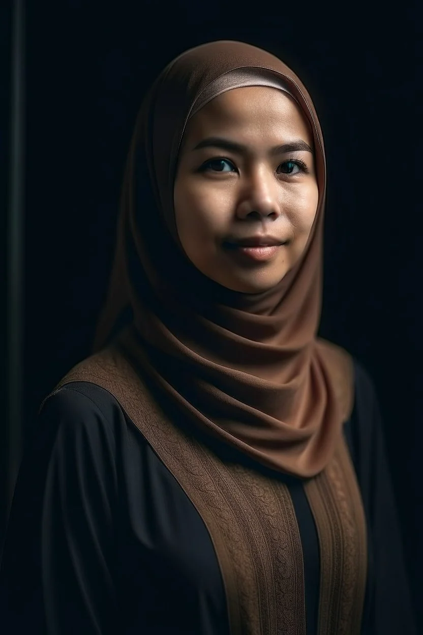 a muslim woman, fair skin, Malay race, standing posture