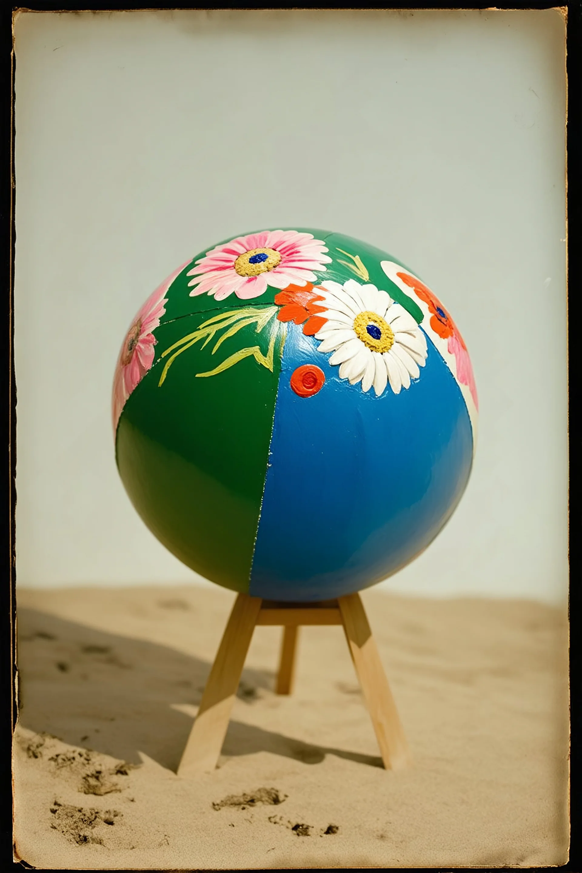 Ballon de plageavec des fleurs peintes, , tintype