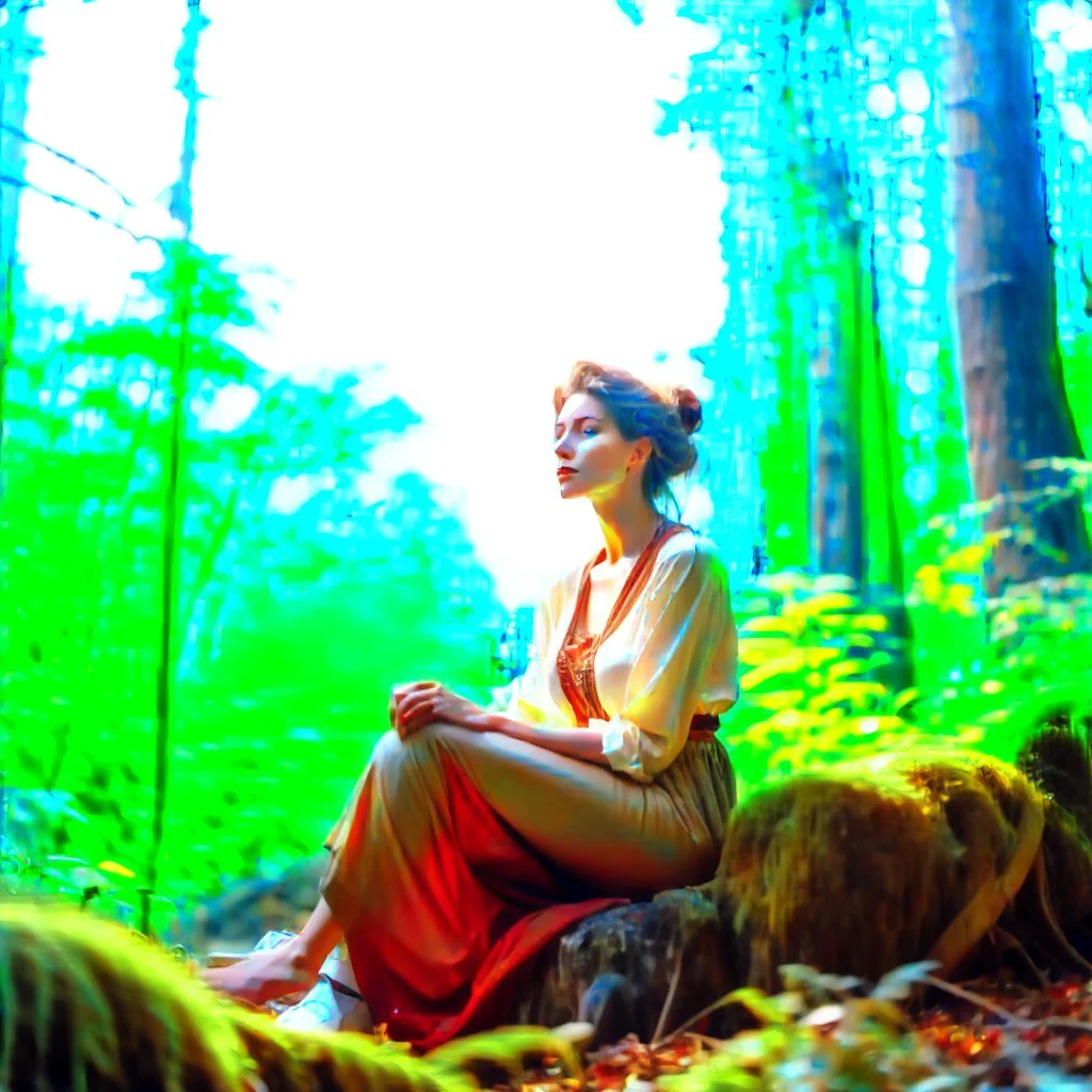 woman relaxing in the forest