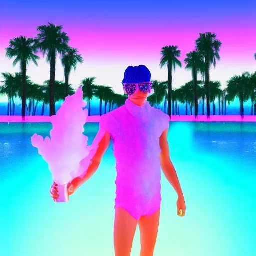 Vaporwave pool person