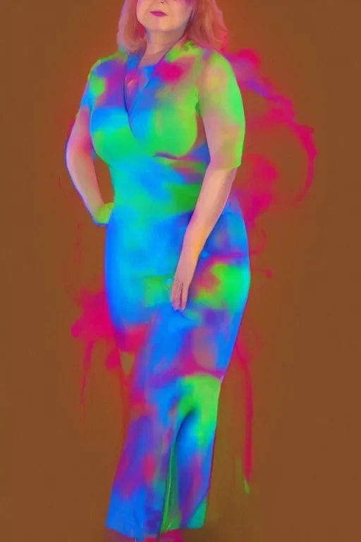 Portrait lady, full body shot, full-color long shot Fluowave