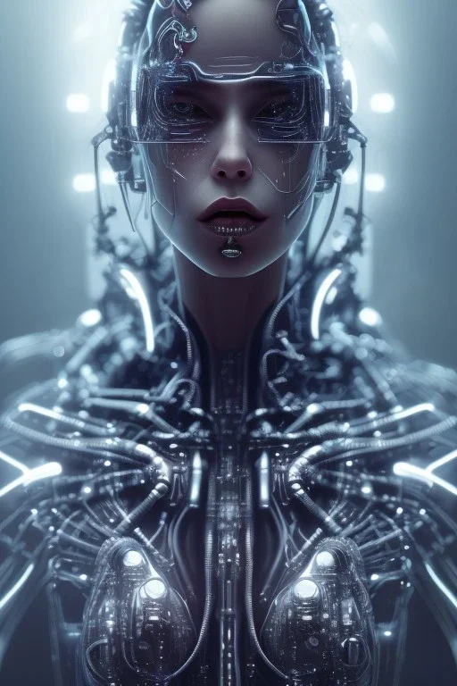 cyberpunk, chrome body, women, portrai, open mouth, perfect skin, tron, cyborg , perfekt, real, dream, hr giger