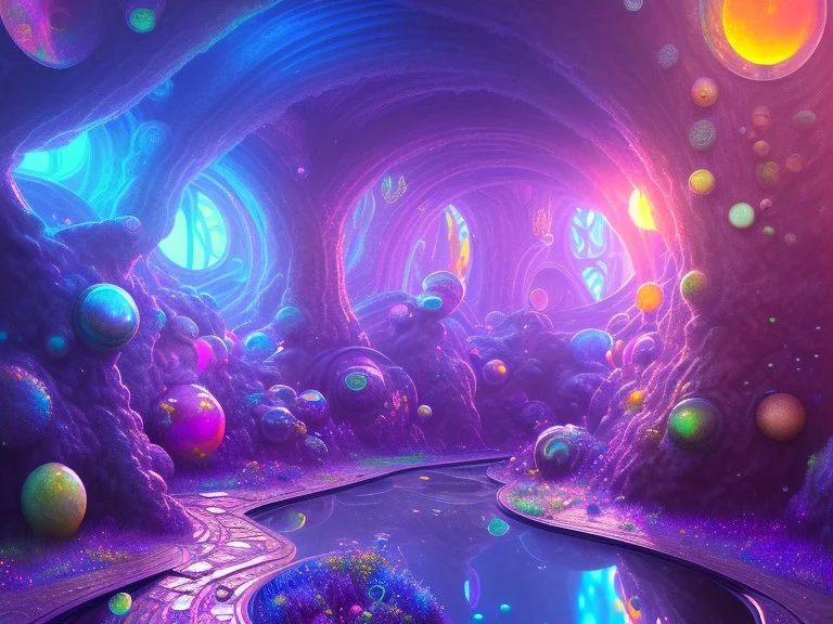 colorful underground crystal cosmic and galactic tunnel ambiance sky rocks sunny pool surreal, full of details, smooth, bright sunshine，soft light atmosphere, light effect，vaporwave colorful, concept art, smooth, extremely sharp detail, finely tuned detail, ultra high definition, 8 k, unreal engine 5, ultra sharp focus