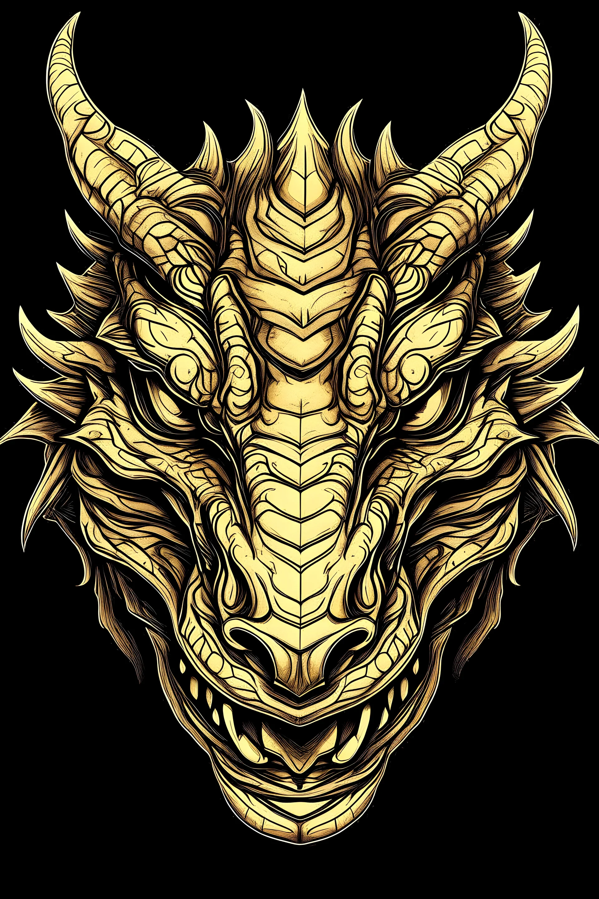 A Dragon face horizontally