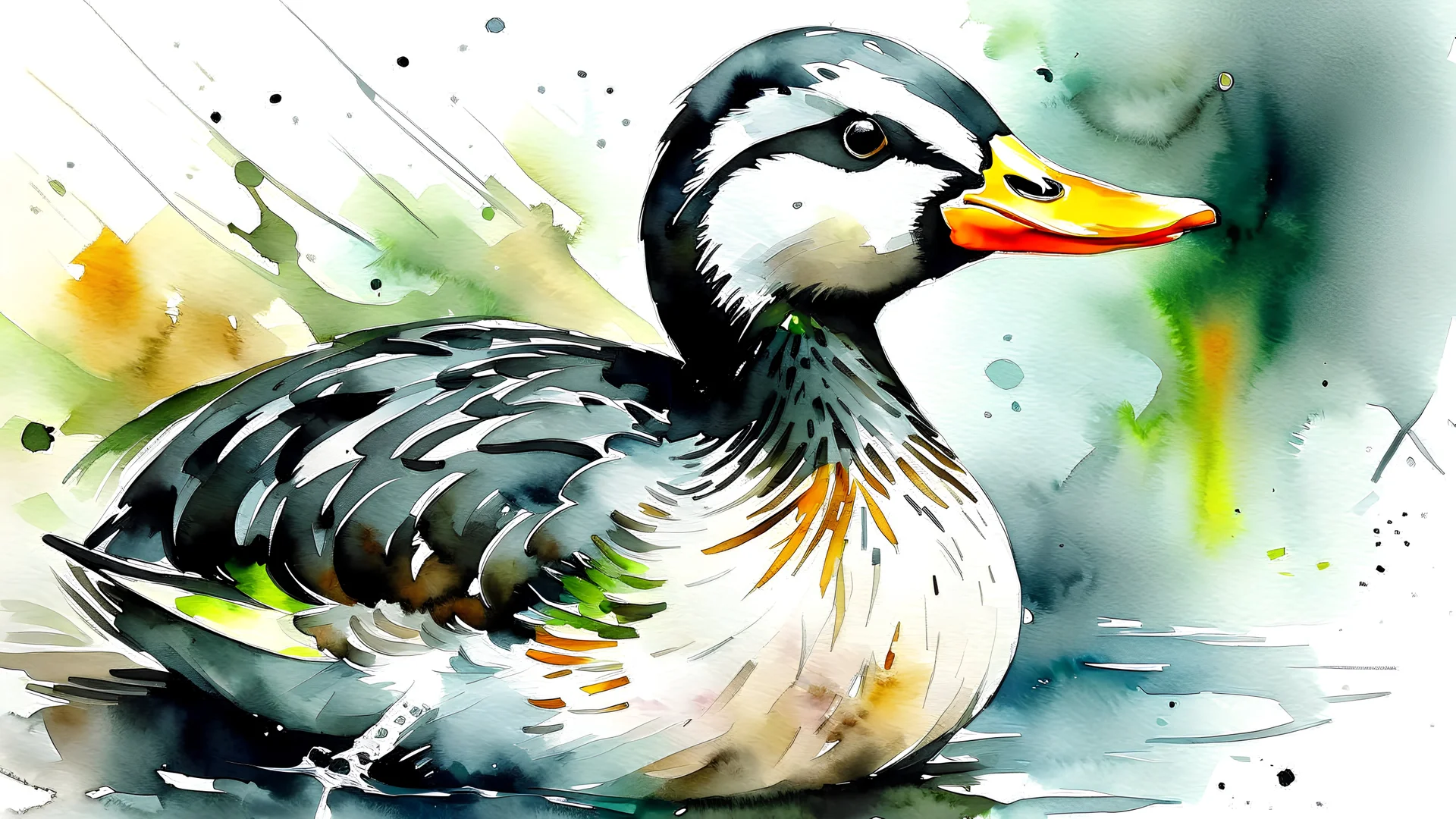 watercolour painting of a duck