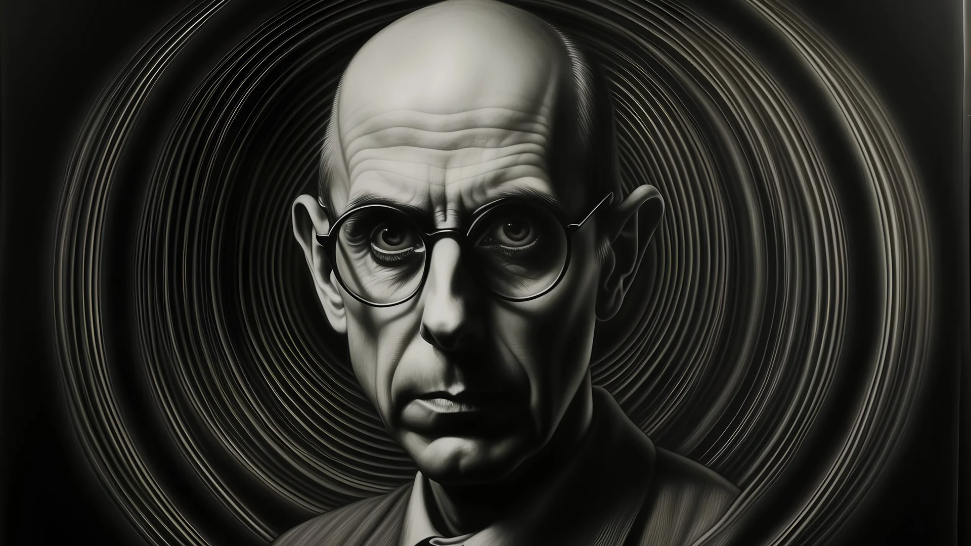 charcoal drawing of a hypnotist