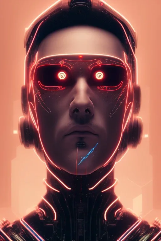 cyberpunk, head, men, portrai, tron