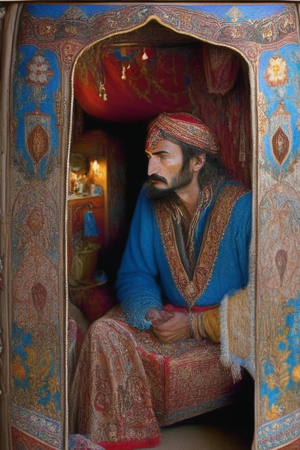 With a sense of purpose Svetlana pushed open the ornately decorated caravan door, revealing a warm interior adorned with tapestries depicting scenes of Gypsy folklore. Inside, Raul, with his weathered face and eyes that held the wisdom of countless journeys, sat in quiet contemplation. He looked up, his eyes meeting Svetlana's, and a flicker of recognition passed between them.