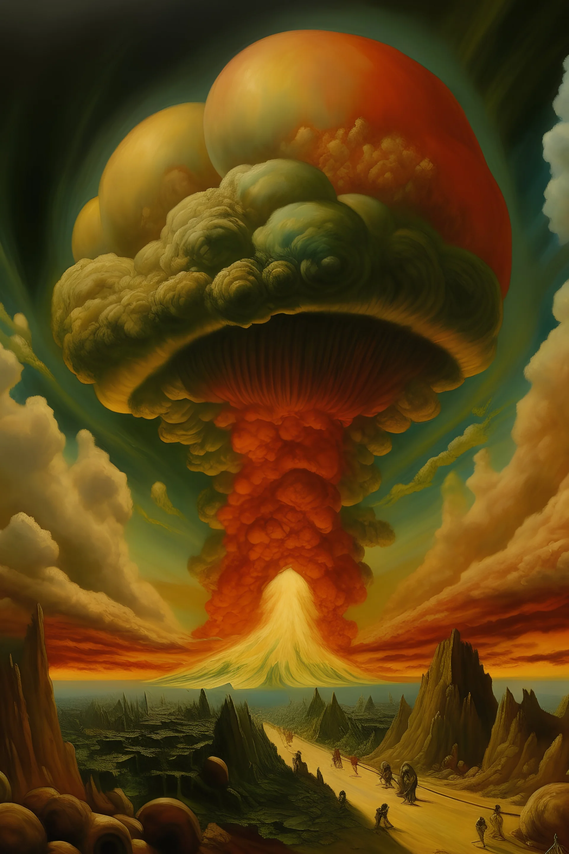 Mushroom cloud, after nuclear pre-Raphaelite