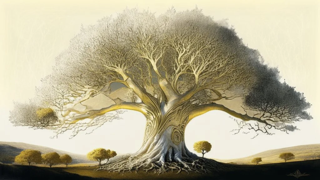 Valinor, tolkien, one giant golden tree, one giant silver tree