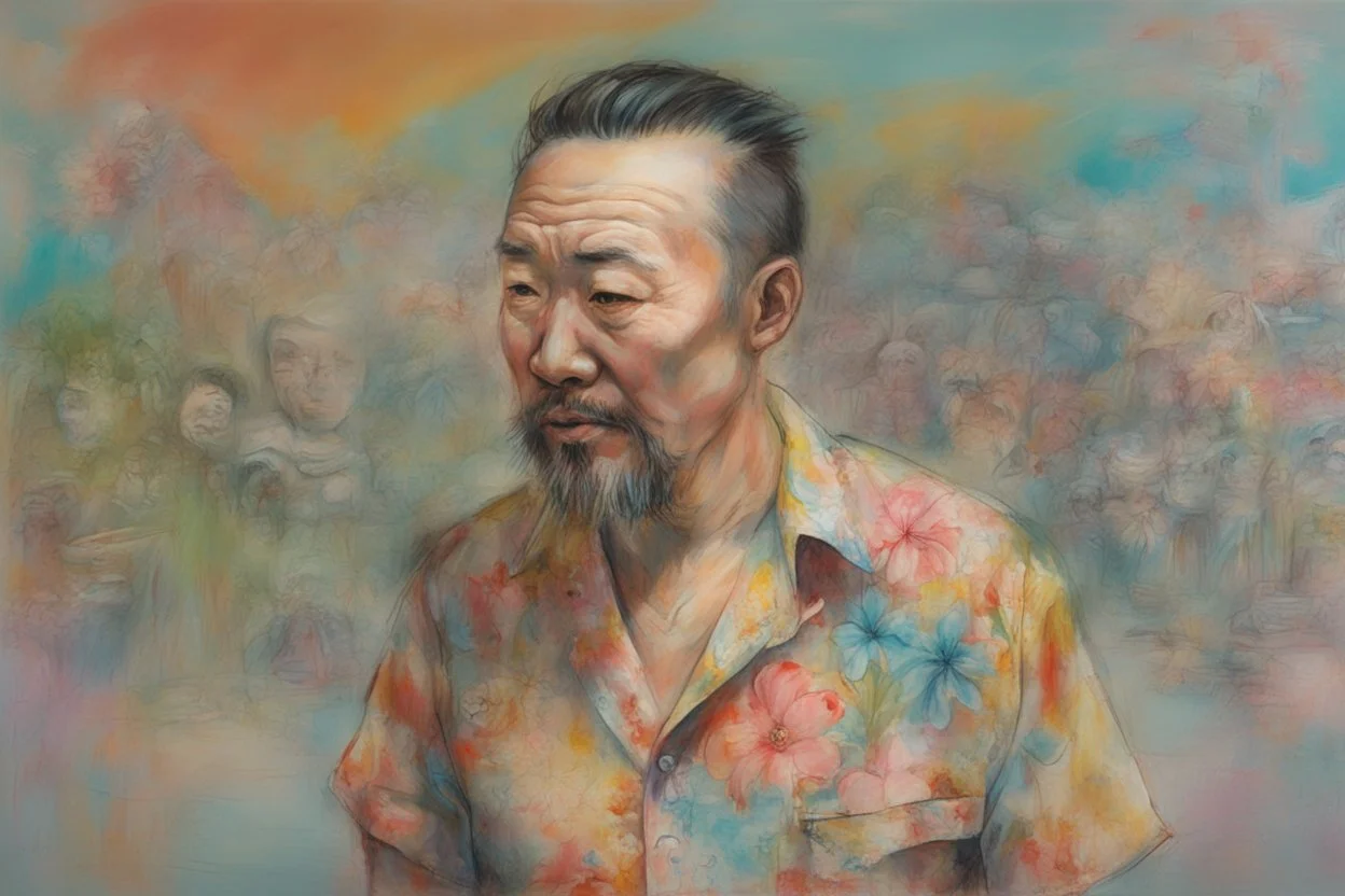 man in Hawaiian shirt by david choe