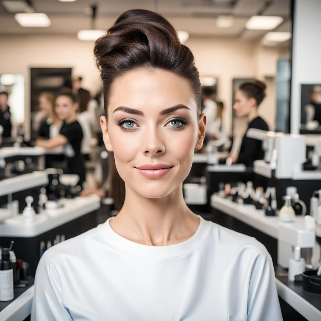 Female cosmetologist with no other people in the picture.